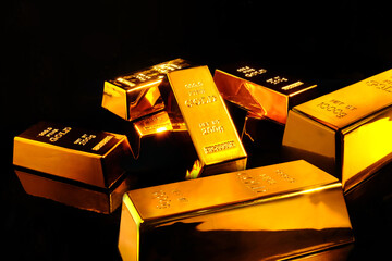 Gold bars , business and finance concept.