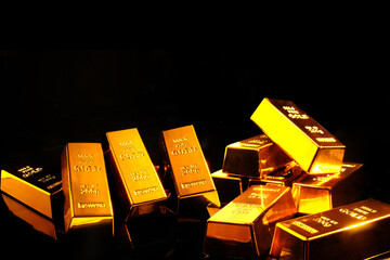 Gold bars , business and finance concept.