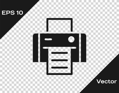 Black Printer icon isolated on transparent background. Vector