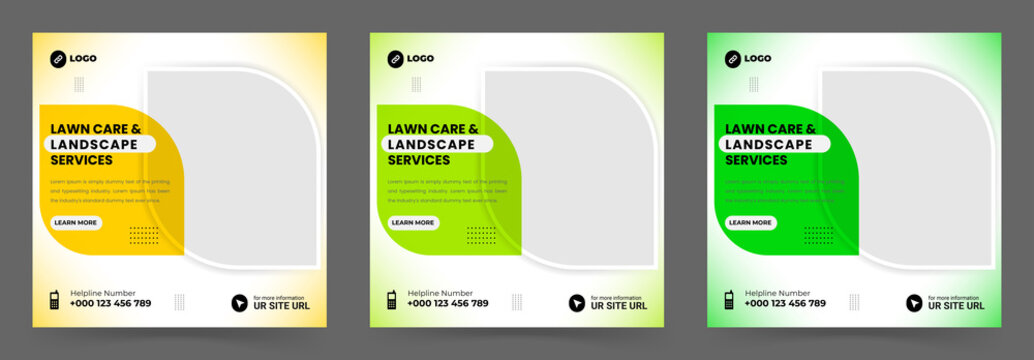 Lawn mower gardening service social media post design template