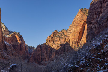 Scenic Winter Landscape in Zion National Park Utah