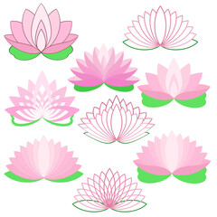 Fototapeta na wymiar set of lotus flower icon