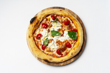 Isolated buffalo stracciatella pizza on the white background