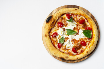 Isolated buffalo stracciatella pizza on the white background