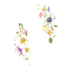 Watercolor spring floral frame illustration, Easter flower oval round frame , tulip,anemone,rose wreath, frame, for wedding stationery, nursery decor, greenery botanical save the date, baby shower diy