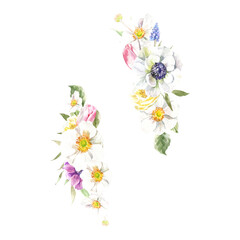 Watercolor spring floral frame illustration, Easter flower oval round frame , tulip,anemone,rose wreath, frame, for wedding stationery, nursery decor, greenery botanical save the date, baby shower diy