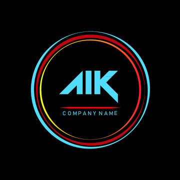 AIK ,A I K Alphabet Design With Creative Circles, AIK Letter Logo Design, AIK Letter Logo Design On Black background ,Letter AIK logo with colorful circle, letter combination logo design with ring