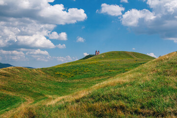 Beautiful summer landscape of National natural park - Low Tatras, Slovakia. Hills with dry grass,...