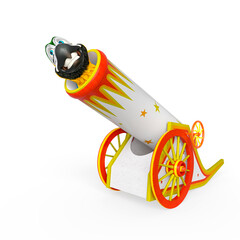 parrot is inside the cannon side view