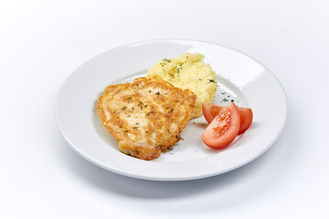 chicken with mashed potato and vegetables
