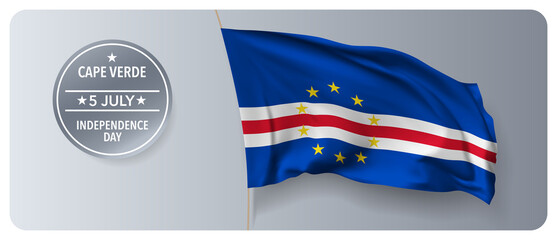 Cape Verde independence day vector banner, greeting card.