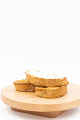 Baked bread with olive oil on the baking pan