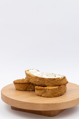 Baked bread with olive oil on the baking pan