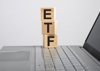 ETF index, acronym on cubes. High quality photo - obrazy, fototapety, plakaty
