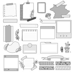 A set of stickers for diaries and scrapbooking.