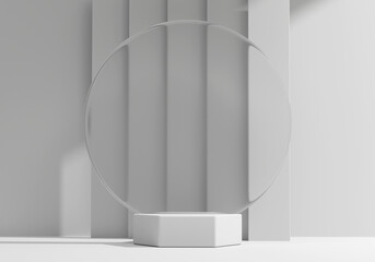 Abstract Minimal Modern White Podium Platform For Product Display Showcase 3D Rendering