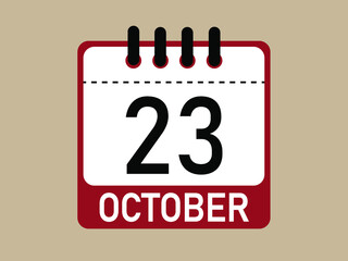 Calendar icon 23 october. Vector illustration of calendar.