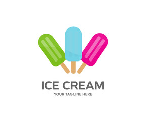 Collection of 3 vector ice-cream  logo design. Tasty ice cream dessert vector design and illustration.