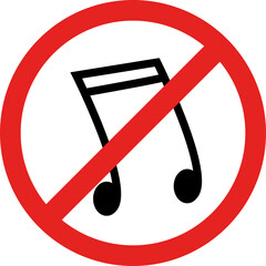No musical instruments allowed sign. Forbidden signs and symbols.