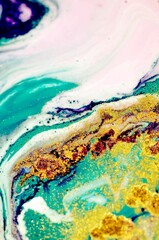 MYSTIC WAVES. Magical painting. Treasury of art. Abstract artwork.Luxury art in Eastern style. Painter uses vibrant paints to create these magic art, with addition golden glitters. MARBLE ART. 