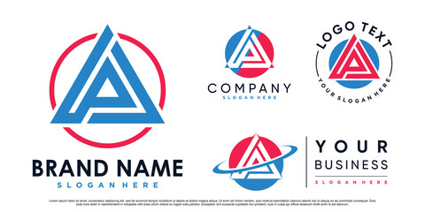 Set of triangle letter a logo design inspiration for business with creative element Premium Vector