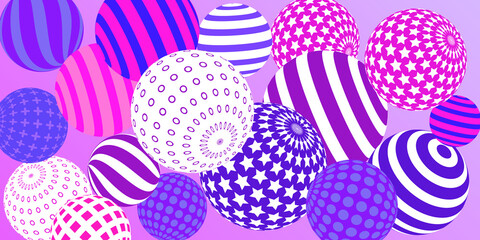 Retro 3d illustration abstract balls, great design for any purposes.  Modern poster for cover design.  Vector illustration design. Abstract bright wallpaper. 3d geometric shape  illustration.