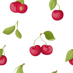 seamless pattern with cherries, seamless pattern with cherries, vector set of cherries. Summer fruit collection. Fresh garden fruit doodle, organic organic vegan products.