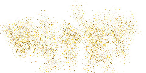 Fototapeta na wymiar Golden glitter confetti on a white background. Illustration of a drop of shiny particles.