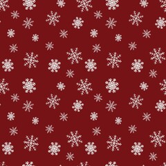 seamless pattern with snowflakes on red background