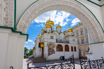 Blagoveshchensky cathedral on Sobornaya square of Moscow Kremlin, Russia