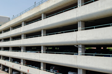 Multi-parking, parking spaces: multi-storey building built to hold cars in shopping malls or...