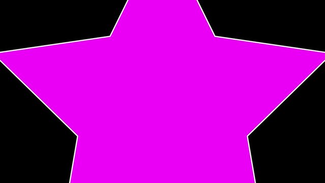Background of a black purple star fills the screen. Computer graphics animation with geometric shapes. Motion design for poster, cover, branding, banner, placard for holiday, party, congratulations.