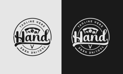 Hand Craft Retro Vintage Pizza, Restaurant, badge, Spicy, illustration logo design
