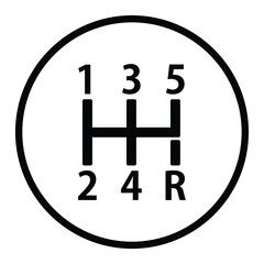 Gear shifter icon set. Manual car gear indicator symbolic design