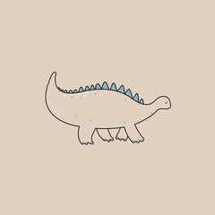 Dino hand drawn vector illustration. Cute dinosaur print. For clothes, t-shirts, posters, stickers.