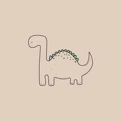 Dino hand drawn vector illustration. Cute dinosaur print. For clothes, t-shirts, posters, stickers.