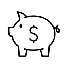 Piggy bank icon. Money box. Pictogram isolated on a white background.