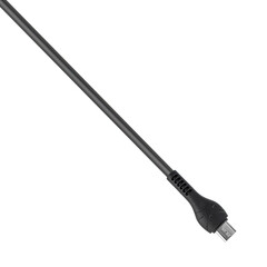 connector with micro USB cable, black, isolated on white background