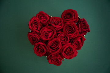 red rose with heart. Valentine day. Heart