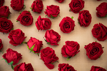 red roses on a wooden background