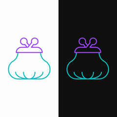 Line Wallet icon isolated on white and black background. Purse icon. Cash savings symbol. Colorful outline concept. Vector