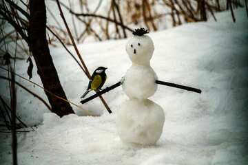 Spring story about the end of friendship of snowman and a chickadee. A sad little snowman because...