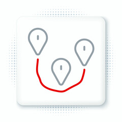 Line Route location icon isolated on white background. Map pointer sign. Concept of path or road. GPS navigator. Colorful outline concept. Vector
