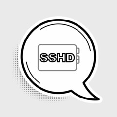 Line SSHD card icon isolated on grey background. Solid state drive sign. Storage disk symbol. Colorful outline concept. Vector