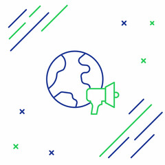 Line World news icon isolated on white background. Breaking news, world news tv. Colorful outline concept. Vector