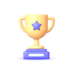 Trophy 3d, great design for any purposes. Victory concept. Education concept. Championship trophy. Winner prize, sport award, success concept. Isolated vector illustration