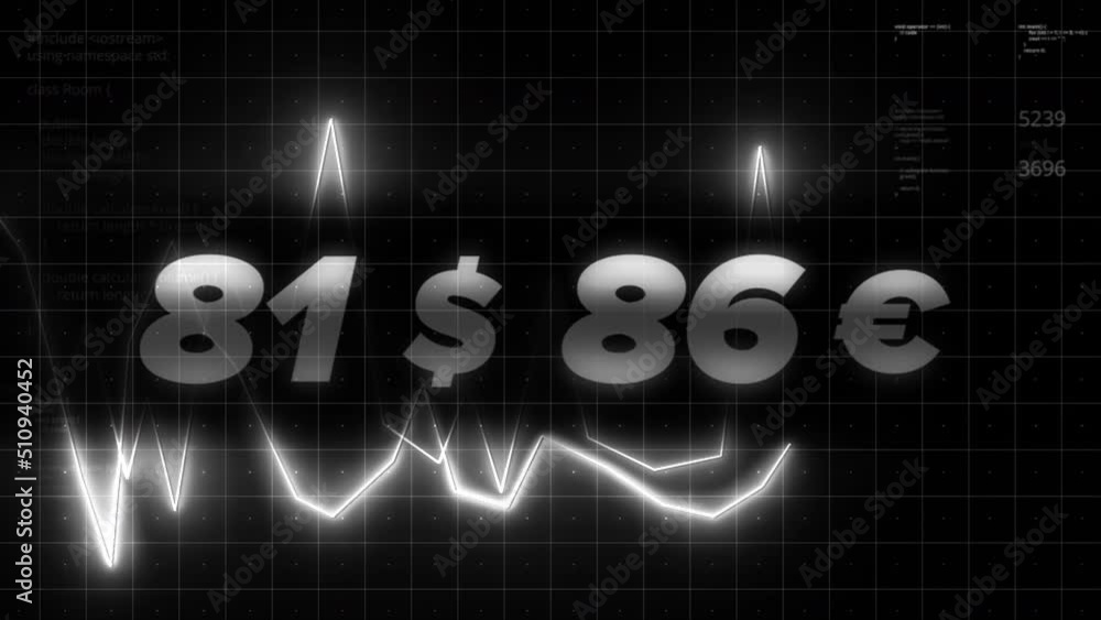 Poster bitcoin cryptocurrency stock market data chart graph on market exchange. motion. visualization of vo