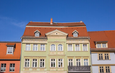 Fototapeta na wymiar Facade of a historic house on the market square of Aschersleben, Germany
