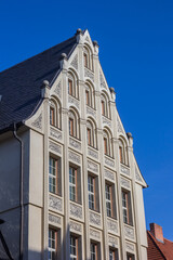 Facade of the historic town hall of Aschersleben, Germany