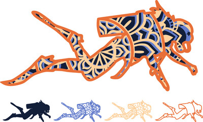 Mandala design. This design consists of several layers. You can change the color and size of the design. Cut each layer and glue together.